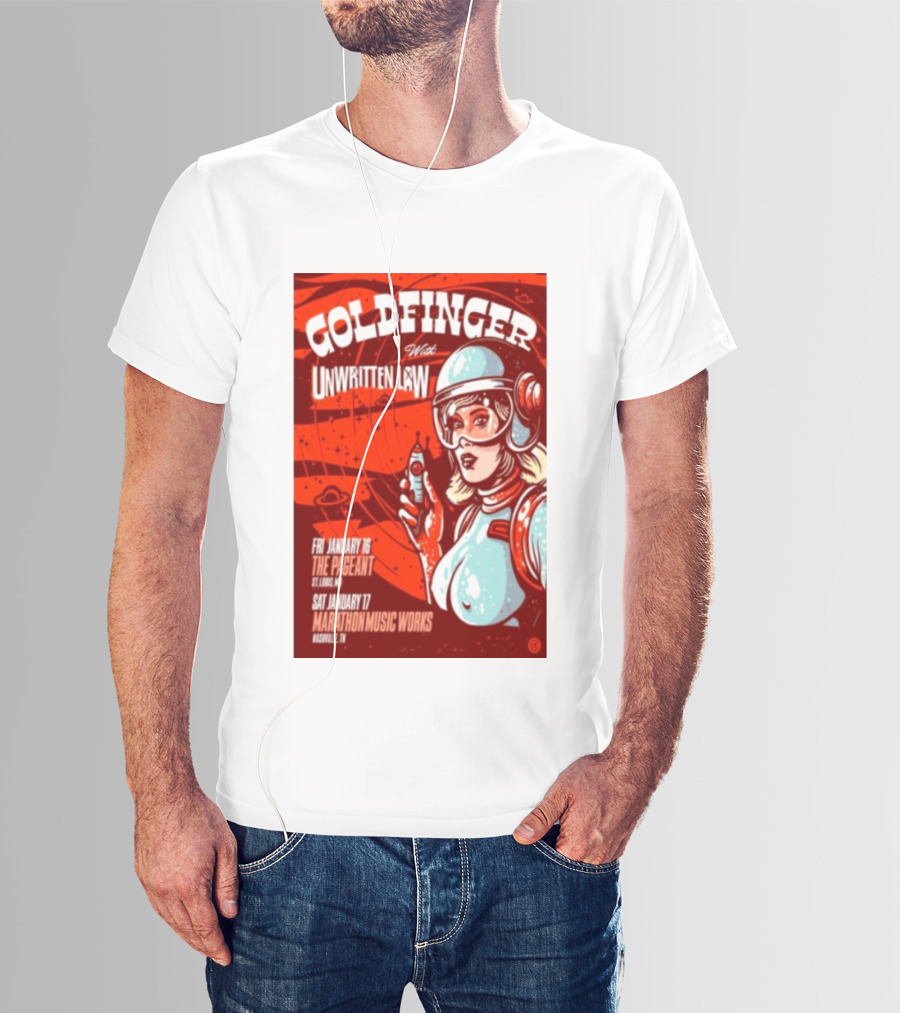 Goldfinger With Unwritten Law The Pageant St. Louis Marathon Music Works Nashville January 16 17 2026 Concert Retro Futuristic Spacewoman T-Shirt