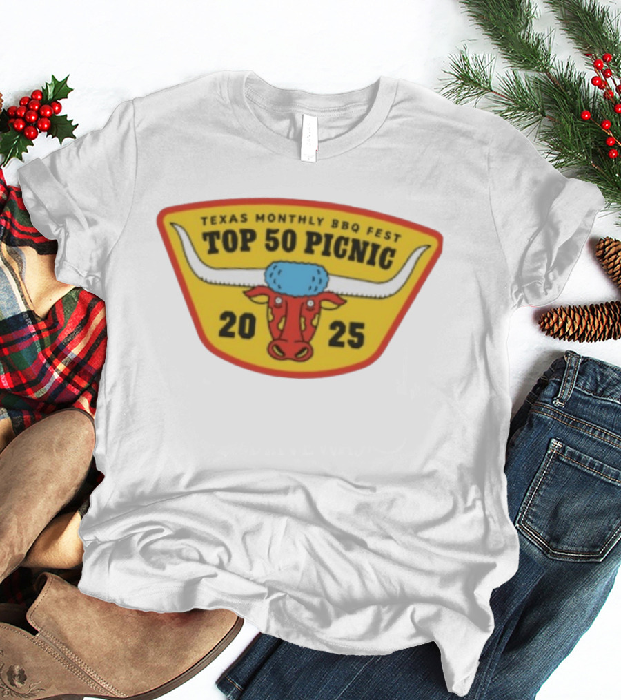 Texas Monthly BBQ Fest Top 50 Picnic 2025 Longhorn T-Shirt