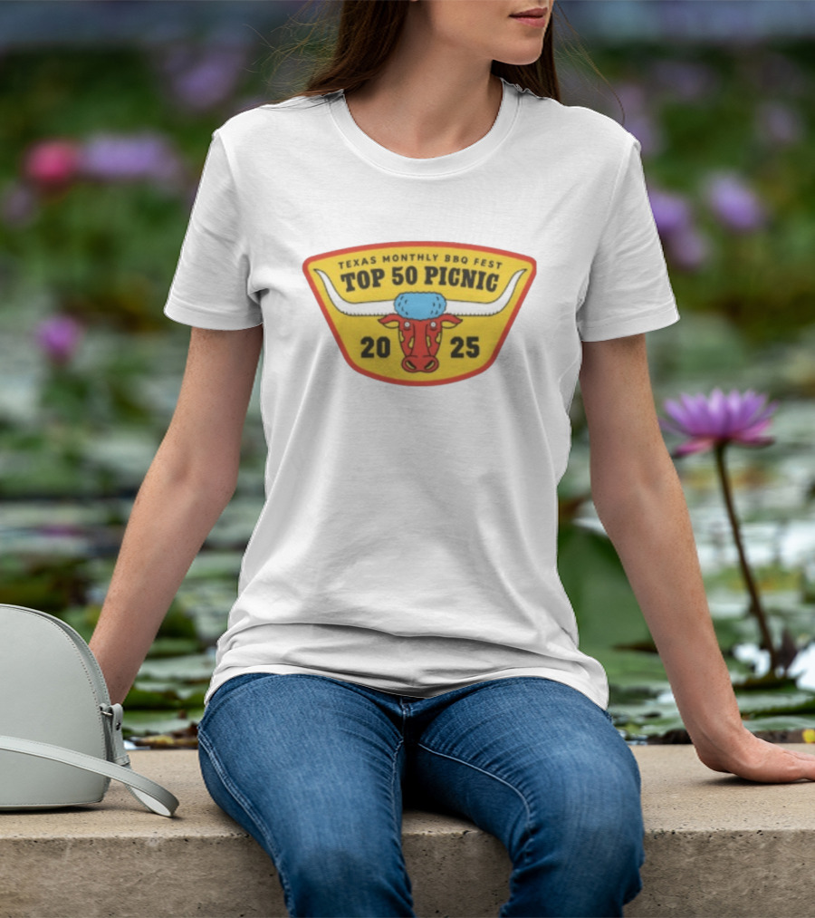 Texas Monthly BBQ Fest Top 50 Picnic 2025 Longhorn T-Shirt