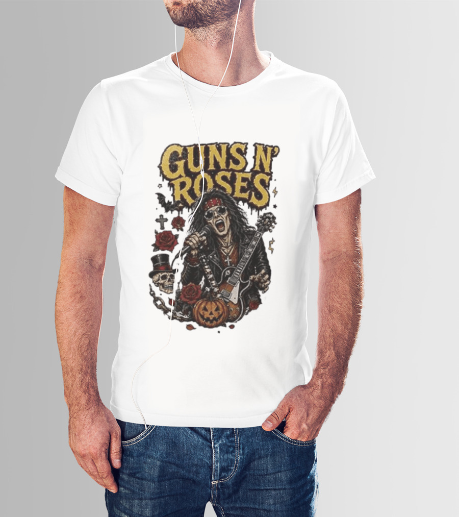 Guns N' Roses I'm A GNR Ghoul Appetite For Fright Halloween Rocks With Skulls And Pumpkins T-Shirt