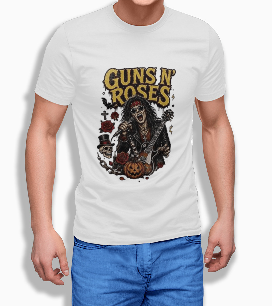 Guns N' Roses I'm A GNR Ghoul Appetite For Fright Halloween Rocks With Skulls And Pumpkins T-Shirt