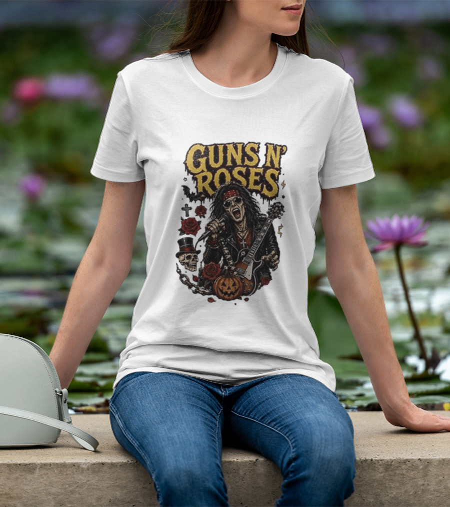 Guns N' Roses I'm A GNR Ghoul Appetite For Fright Halloween Rocks With Skulls And Pumpkins T-Shirt