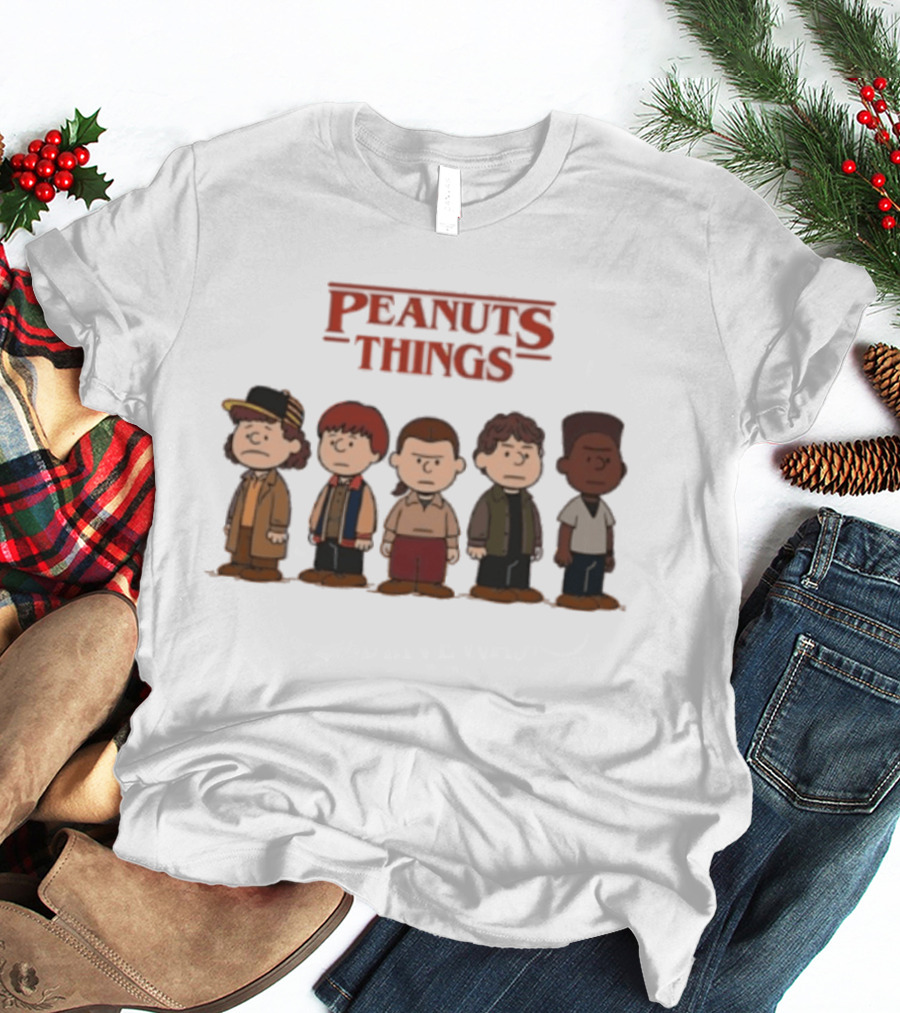 Peanuts Things Cartoon Characters Mashup Stranger 80s T-Shirt