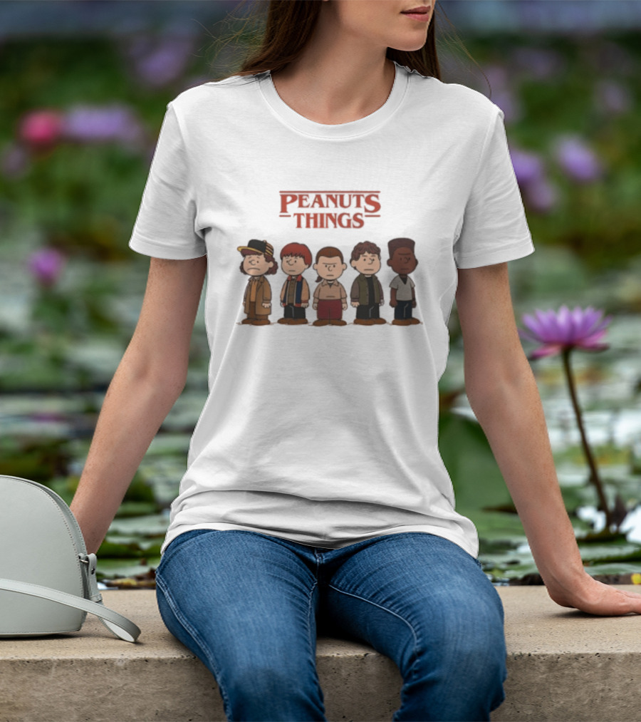 Peanuts Things Cartoon Characters Mashup Stranger 80s T-Shirt