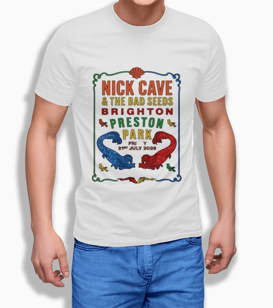 Nick Cave & The Bad Seeds Brighton Preston Park 31 July 2026 Colorful Dragons T-Shirt