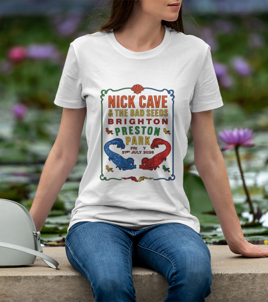 Nick Cave & The Bad Seeds Brighton Preston Park 31 July 2026 Colorful Dragons T-Shirt