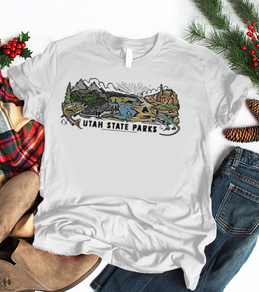 Utah State Parks Scenic Landscape With Mountains And Trees T-Shirt