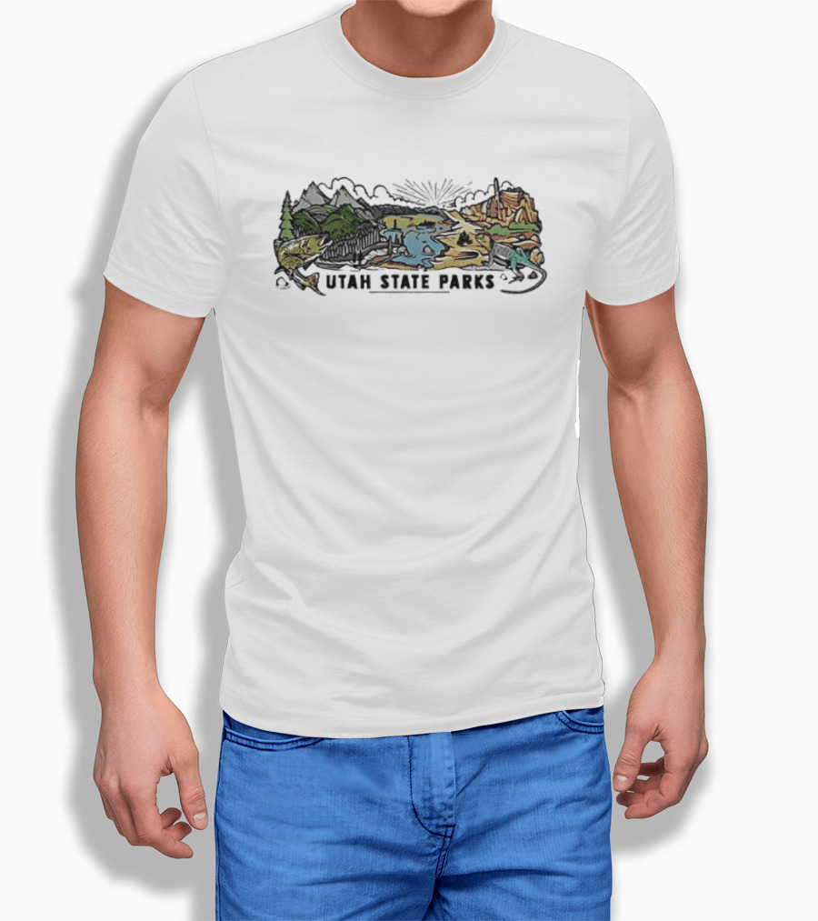 Utah State Parks Scenic Landscape With Mountains And Trees T-Shirt