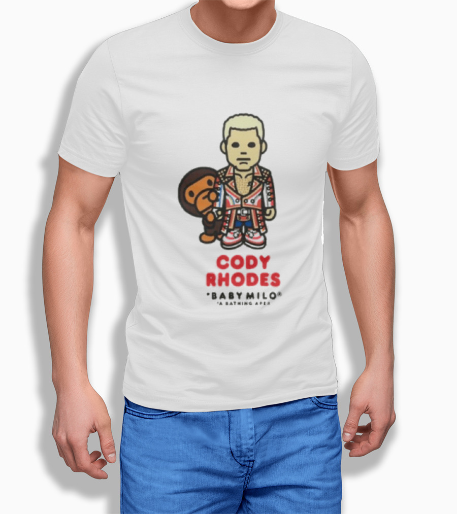 Cody Rhodes Baby Milo Wrestling Mens White Wwe Collaboration T-Shirt