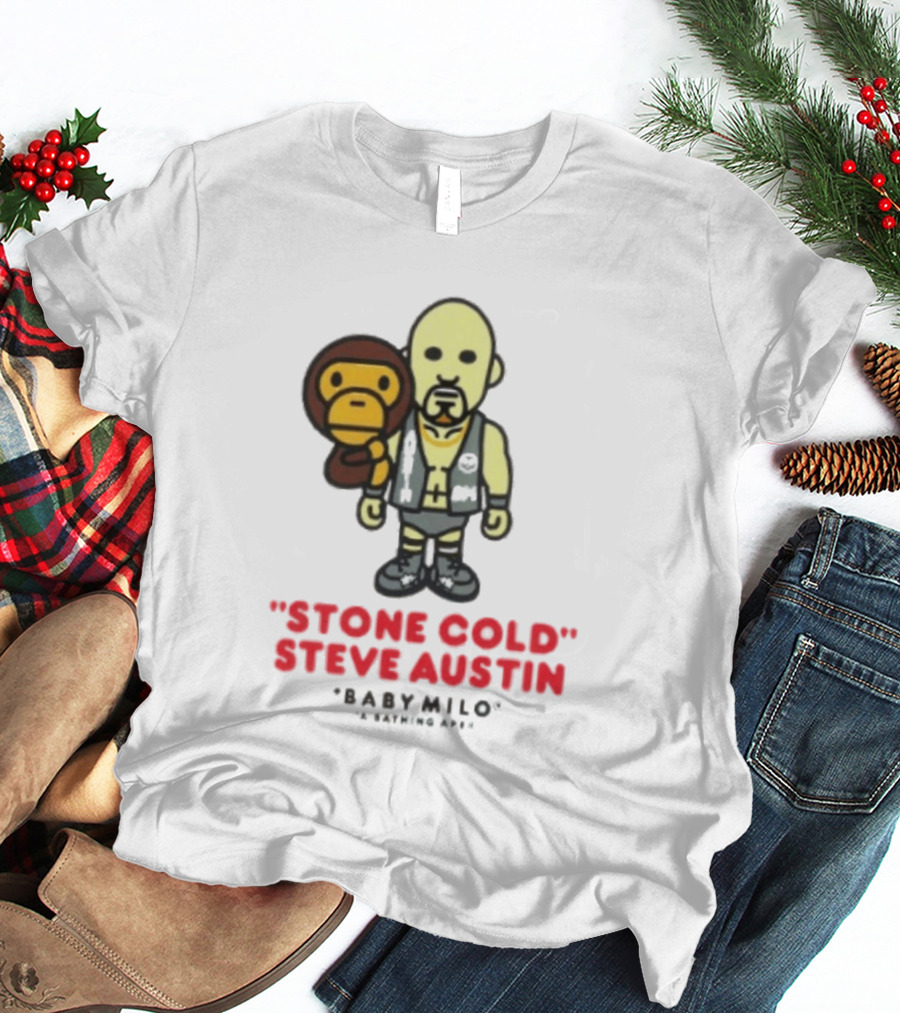 Stone Cold Steve Austin Baby Milo Collaboration Mens White T-Shirt