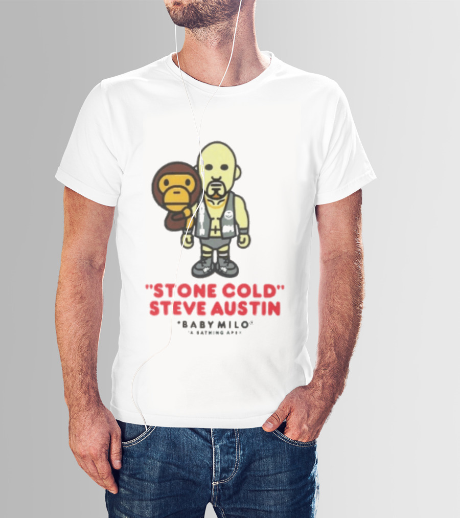 Stone Cold Steve Austin Baby Milo Collaboration Mens White T-Shirt