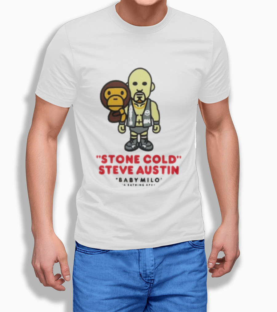 Stone Cold Steve Austin Baby Milo Collaboration Mens White T-Shirt