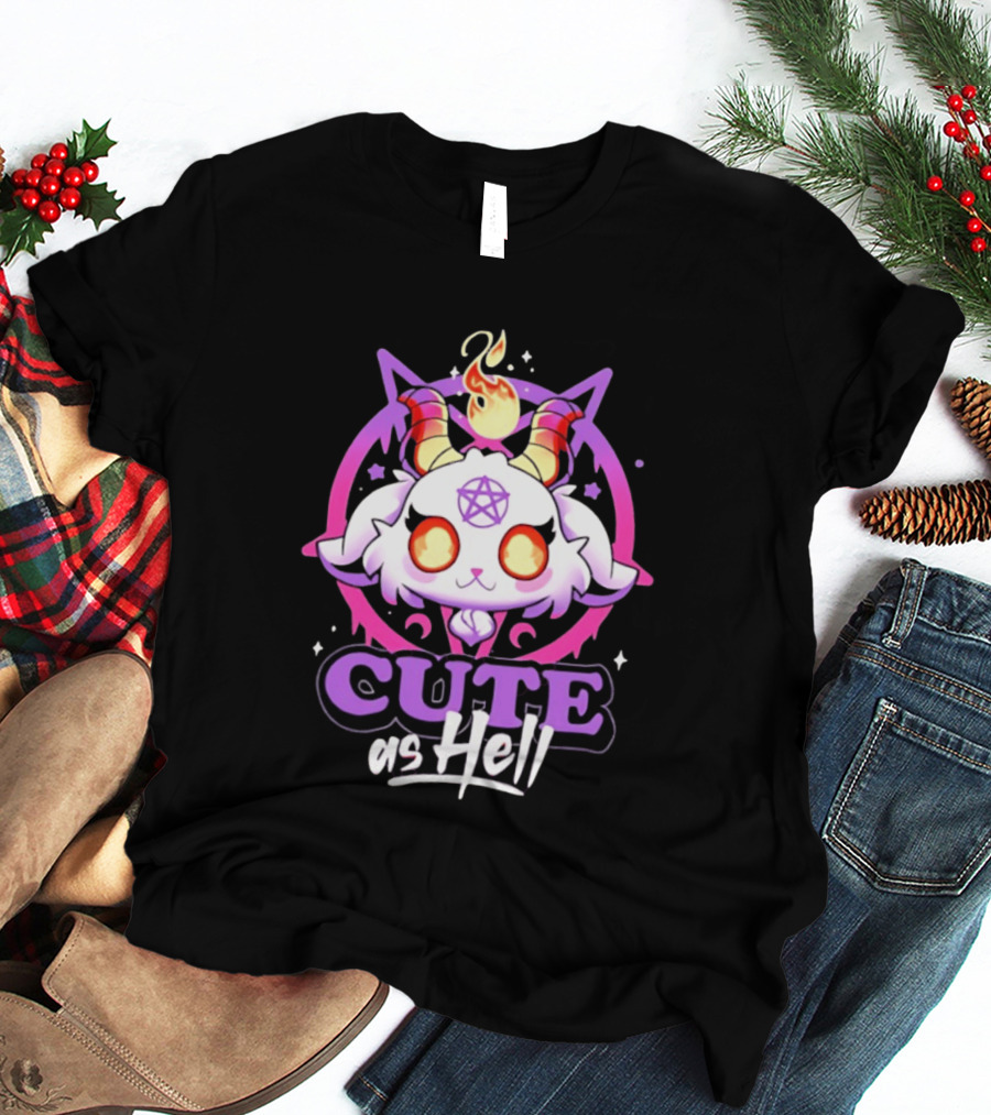 Cute As Hell Goat Demon Pentagram Flame T-Shirt