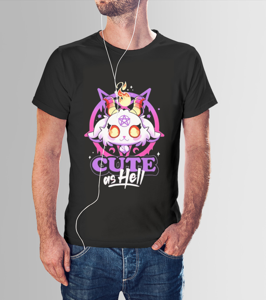 Cute As Hell Goat Demon Pentagram Flame T-Shirt