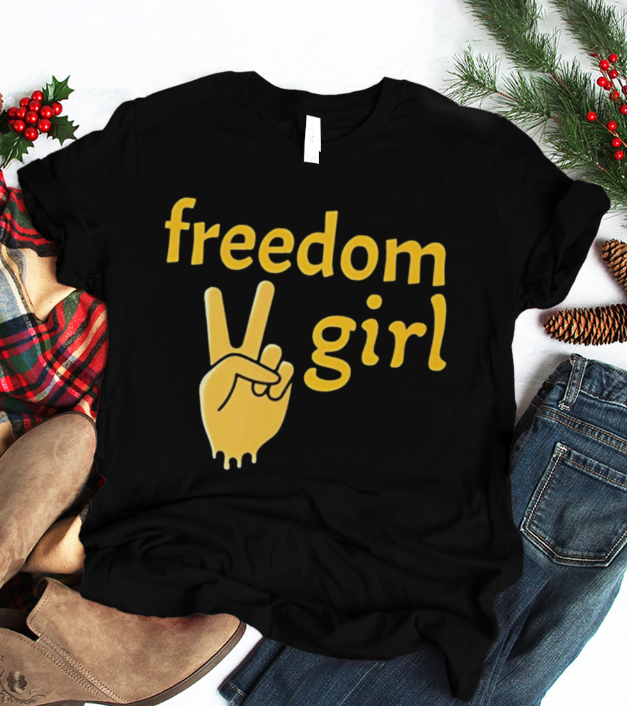 Freedom Girl Peace Sign Hand Gesture T-Shirt