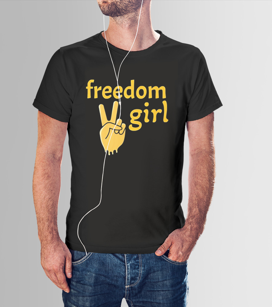 Freedom Girl Peace Sign Hand Gesture T-Shirt