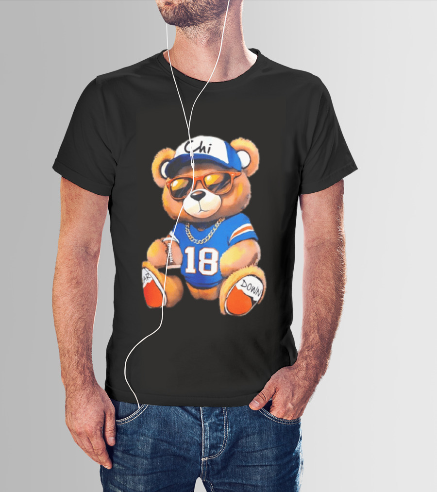 Bear Down Chi 18 Teddy Bear Football Fan Gear T-Shirt