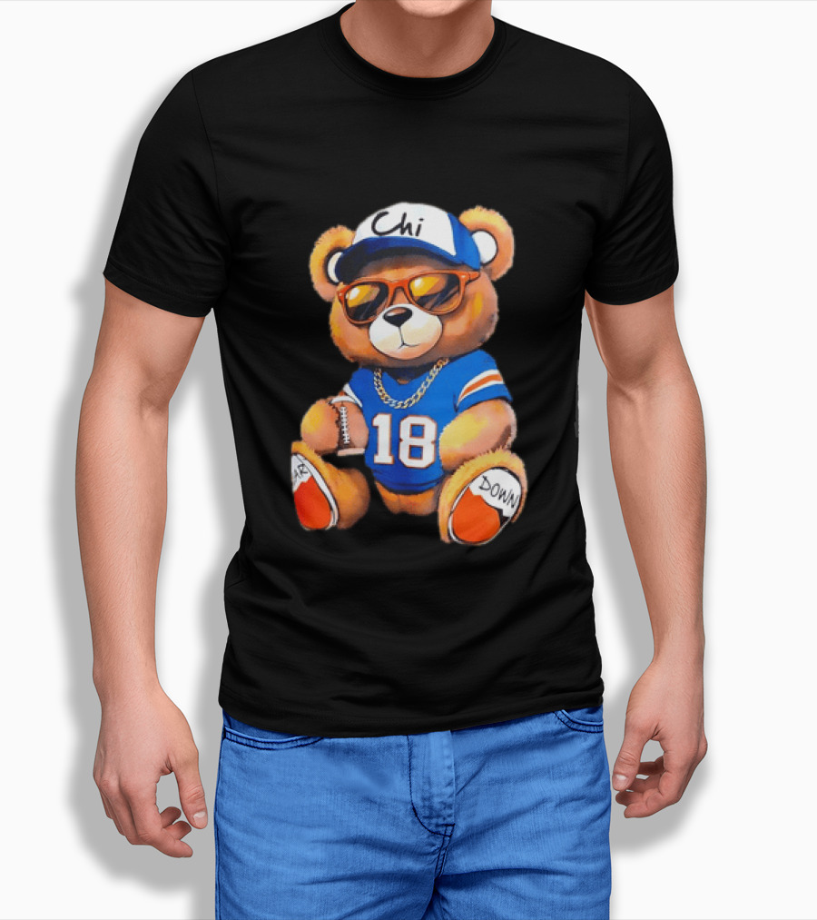 Bear Down Chi 18 Teddy Bear Football Fan Gear T-Shirt