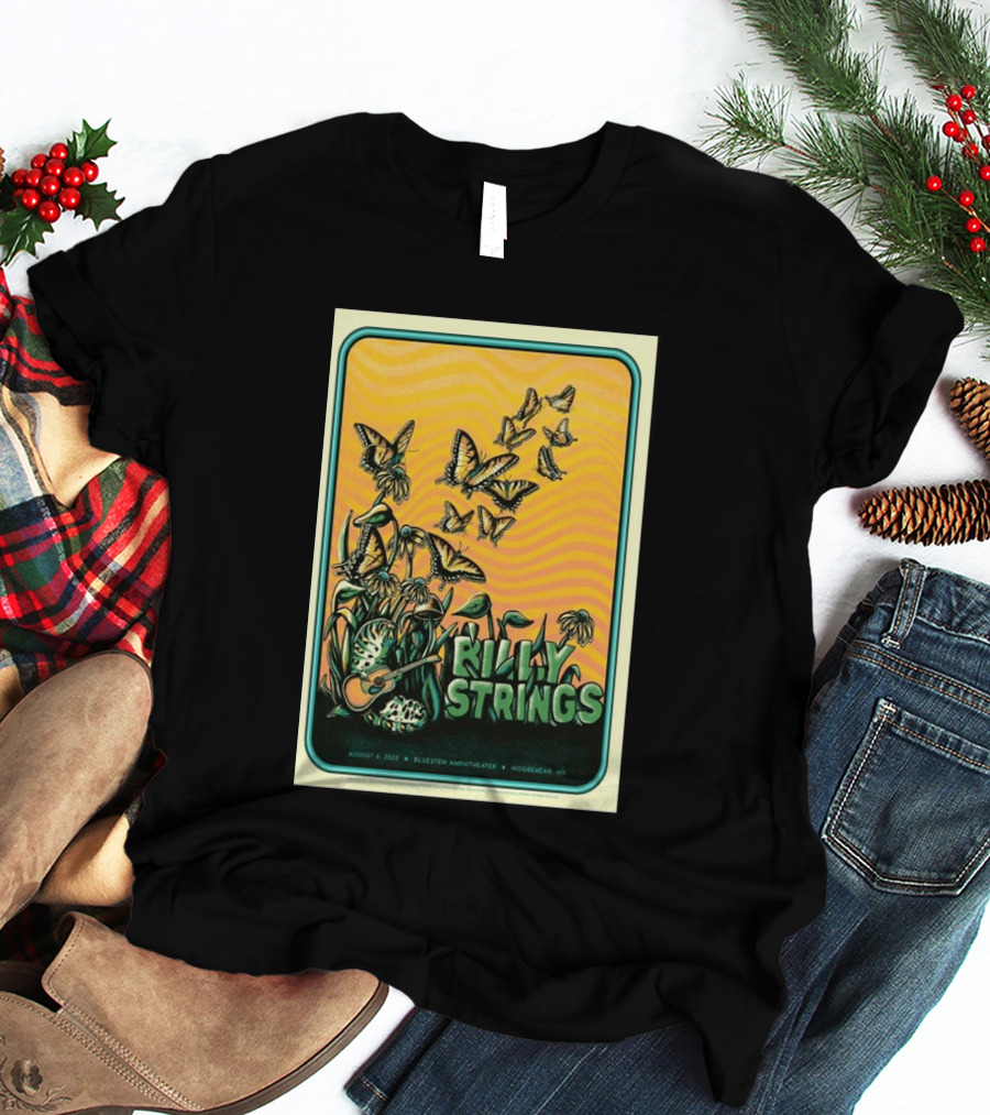 Billy Strings Bluestem Amphitheater August 6 2022 Butterfly Moorehead MN T-Shirt