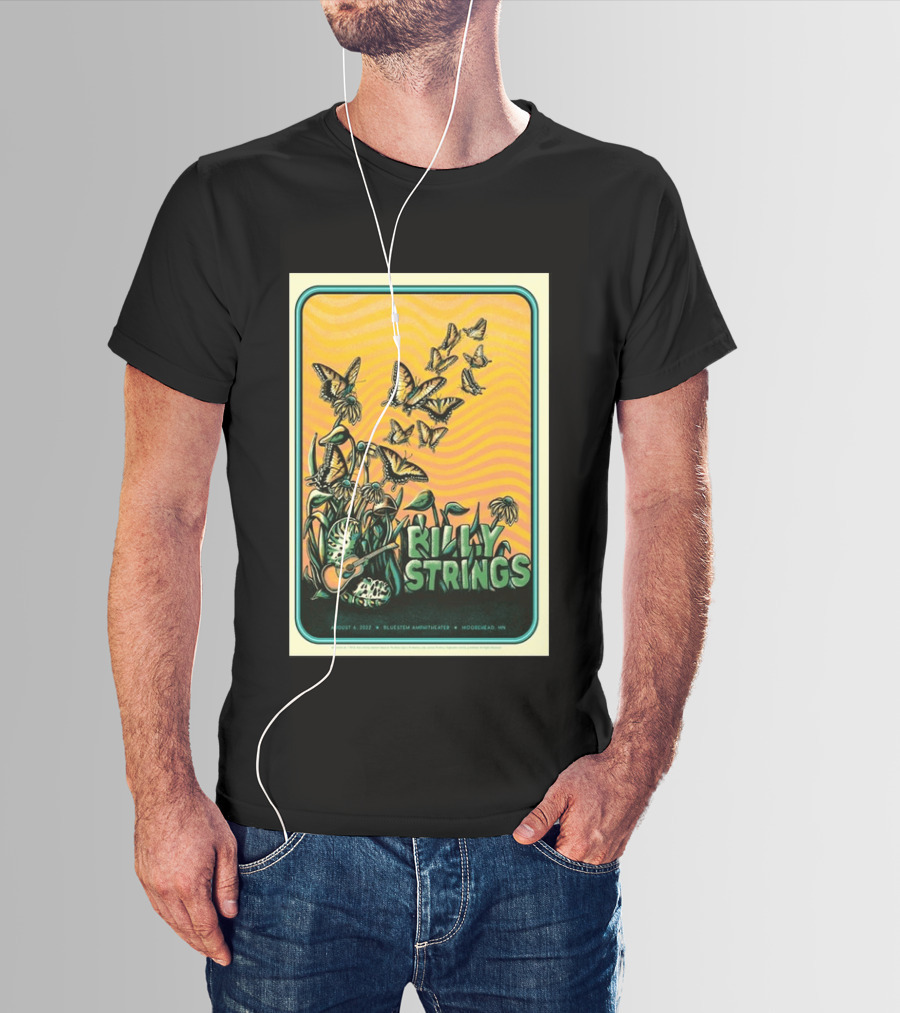 Billy Strings Bluestem Amphitheater August 6 2022 Butterfly Moorehead MN T-Shirt
