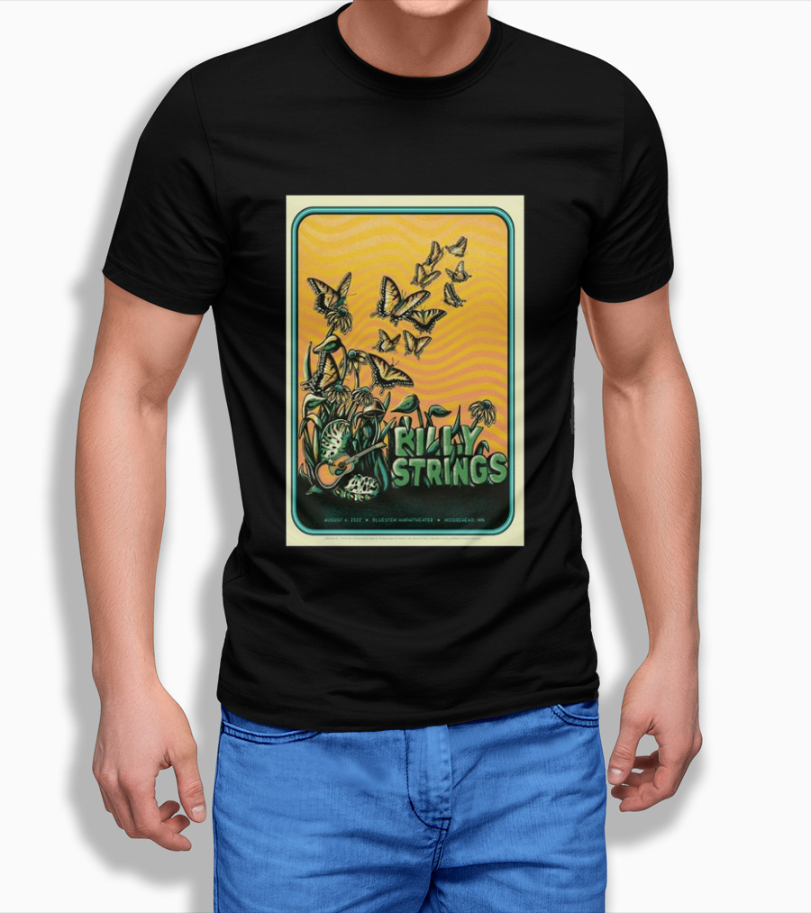 Billy Strings Bluestem Amphitheater August 6 2022 Butterfly Moorehead MN T-Shirt