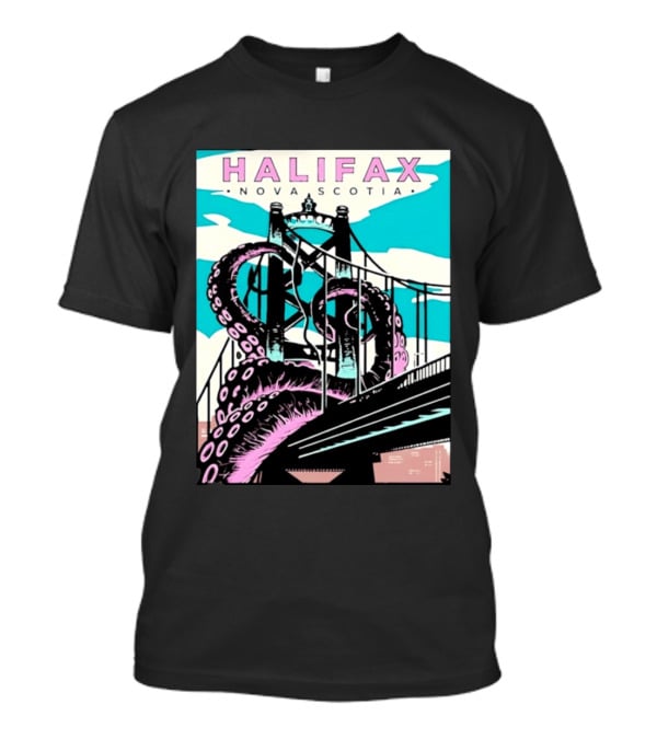 Halifax Nova Scotia Kraken Bridge Retro Travel T-Shirt