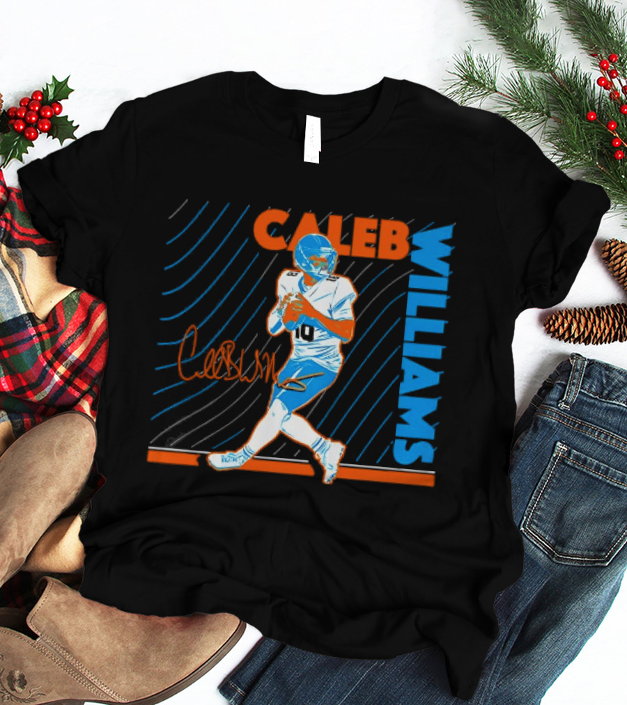 Caleb Williams Signed Football Chicago Bears Action Quarterback Sports Memorabilia T-Shirt