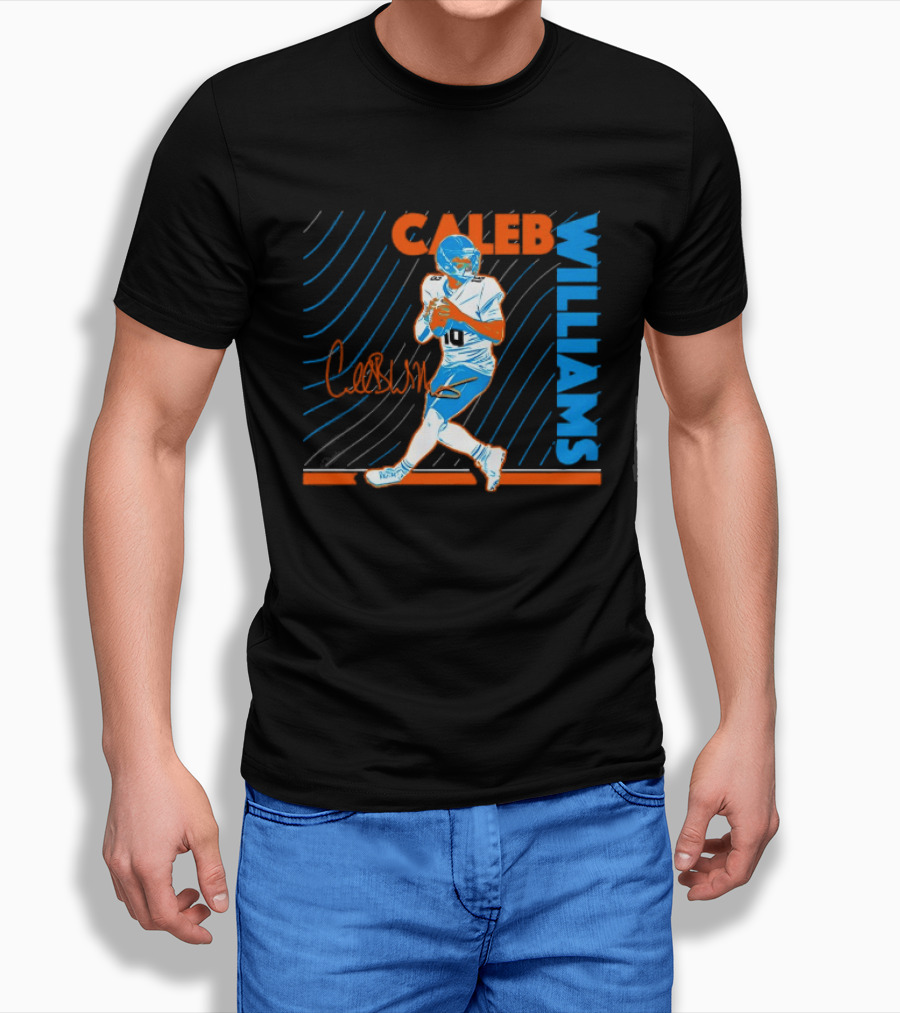 Caleb Williams Signed Football Chicago Bears Action Quarterback Sports Memorabilia T-Shirt