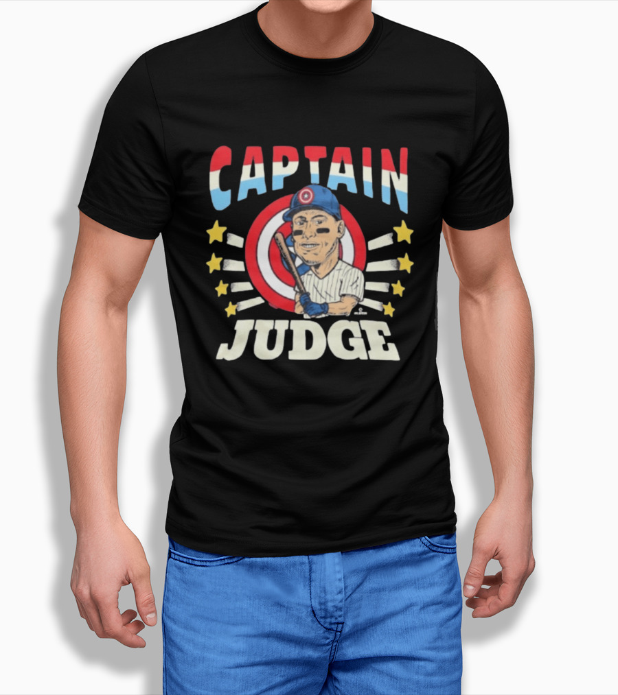 Captain America Judge Baseball Caricature Stars T-Shirt