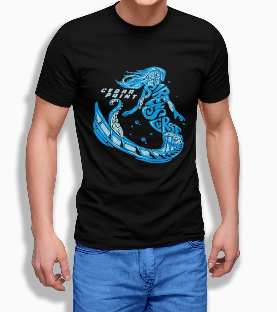 Cedar Point Sirens Curse Roller Blue Mermaid T-Shirt