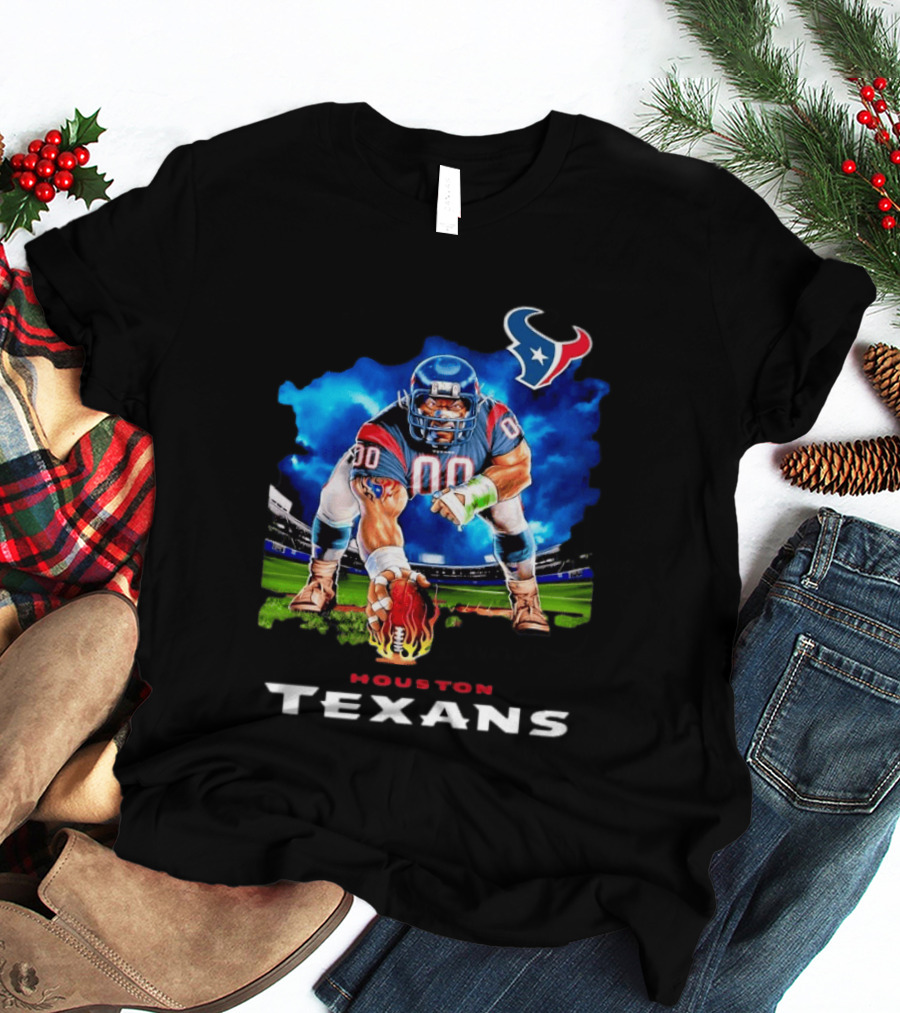 Houston Texans Ferocious Football Player NFL Team Spirit Challenge T-Shirt