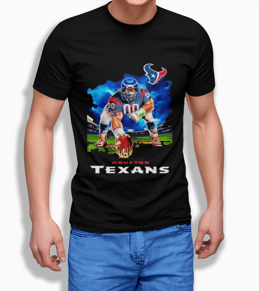 Houston Texans Ferocious Football Player NFL Team Spirit Challenge T-Shirt