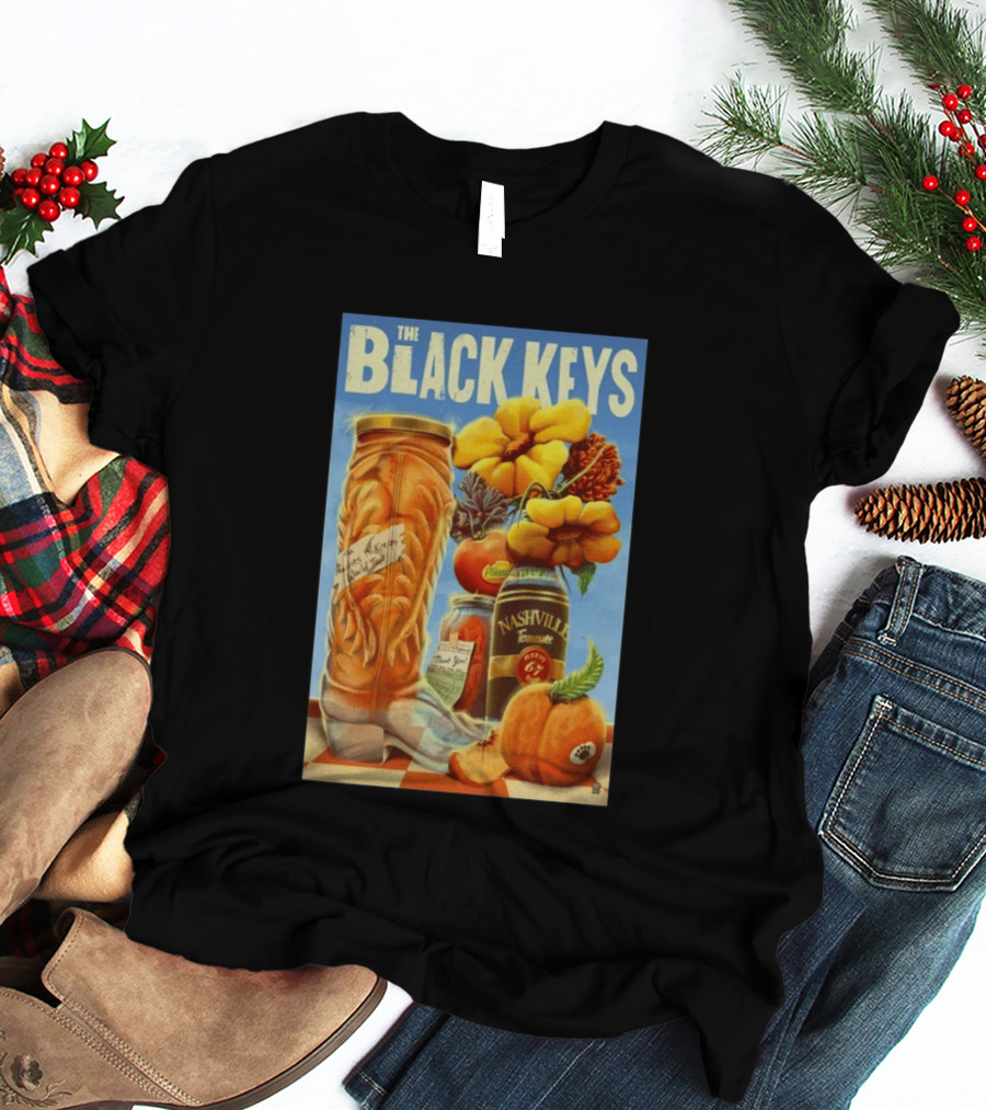 The Black Keys Nashville 2026 Boots Jars Pumpkins Flowers T-Shirt