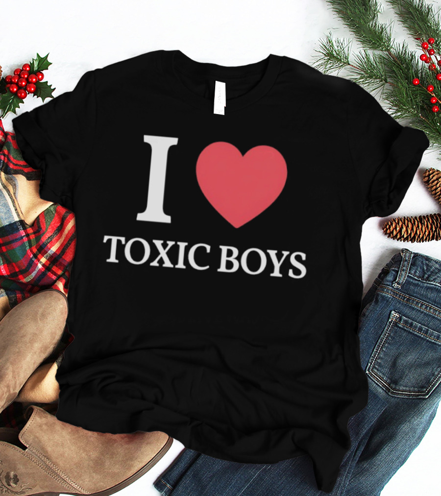 I Heart Toxic Boys Bold White And Red T-Shirt