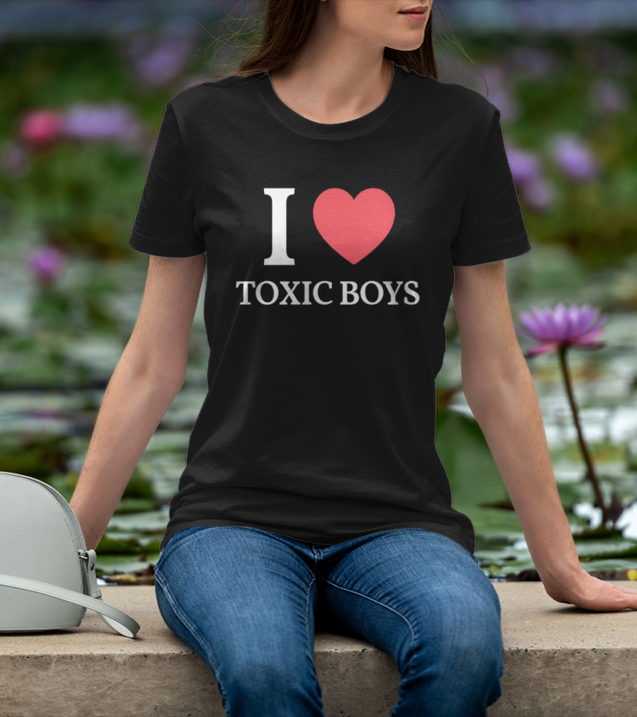 I Heart Toxic Boys Bold White And Red T-Shirt
