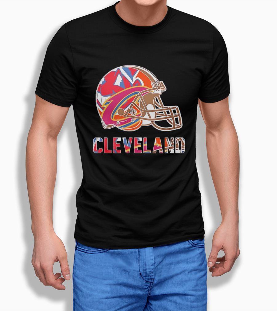 Cleveland Football Cavaliers Browns Guardians Helmet T-Shirt