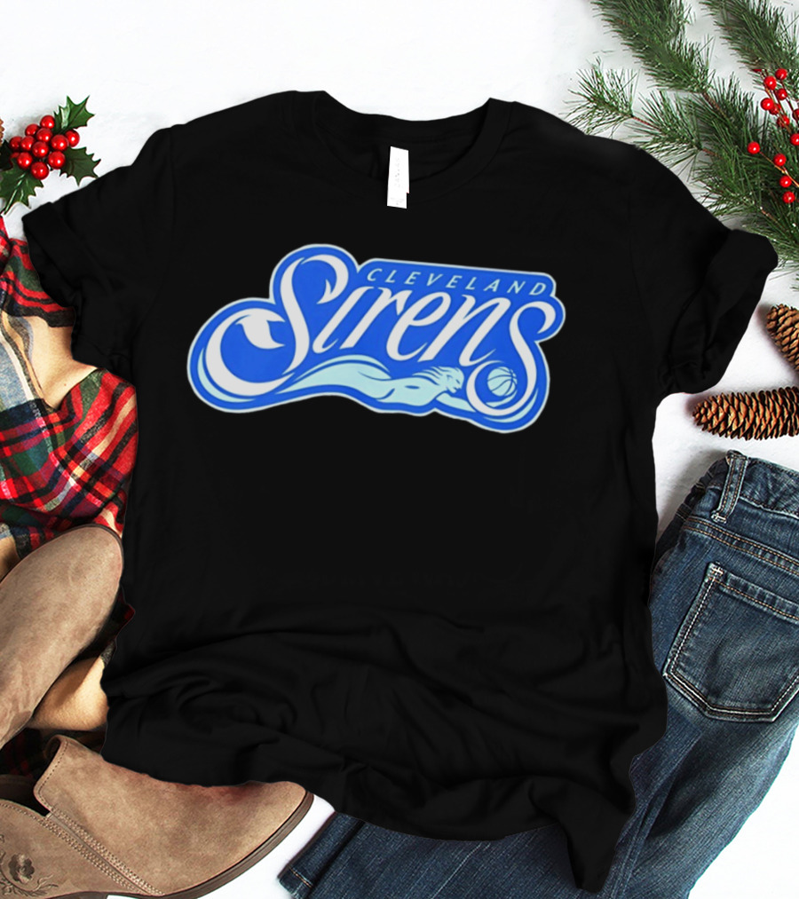 Cleveland Sirens Basketball Sports Team Oceanic Logo With Athlete And Ball T-Shirt