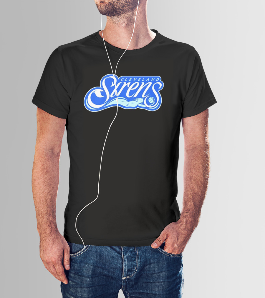 Cleveland Sirens Basketball Sports Team Oceanic Logo With Athlete And Ball T-Shirt