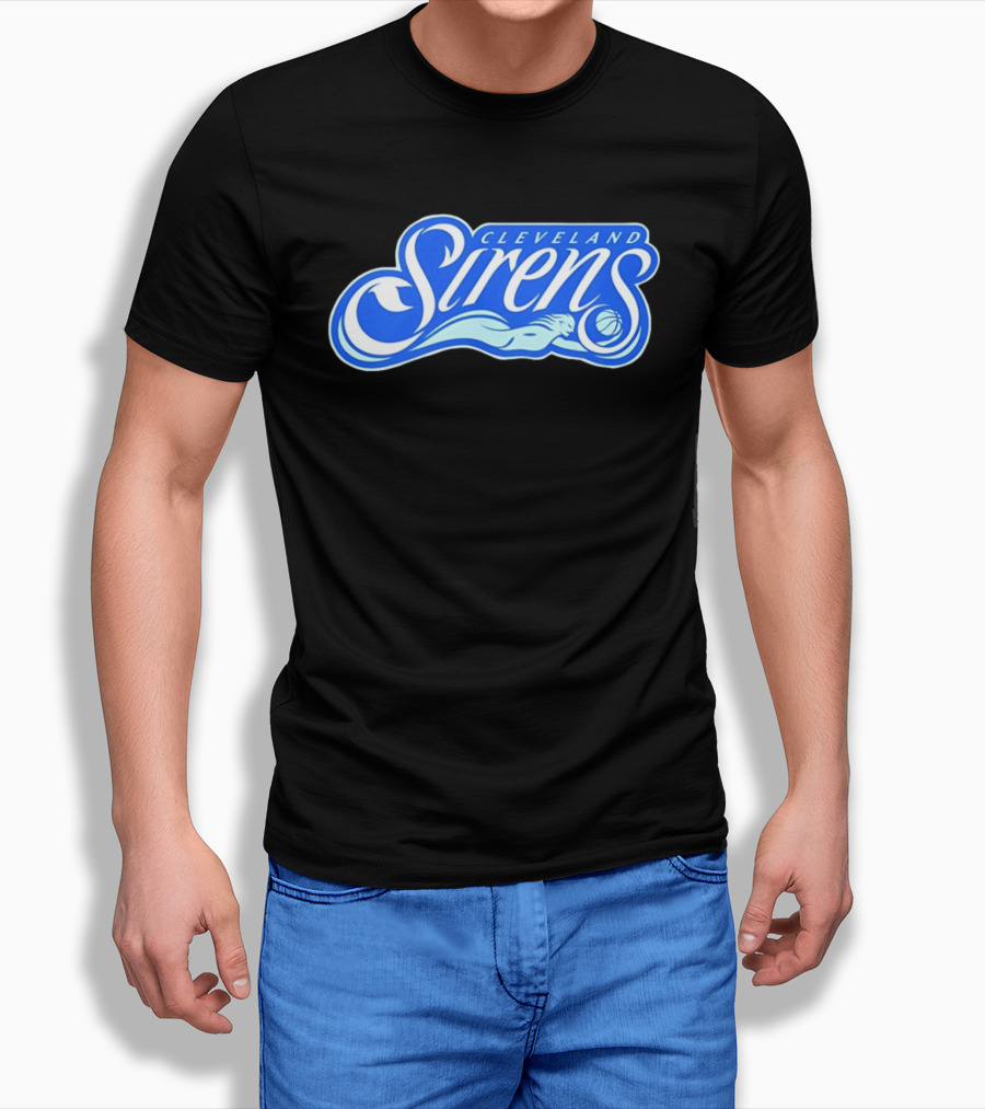 Cleveland Sirens Basketball Sports Team Oceanic Logo With Athlete And Ball T-Shirt