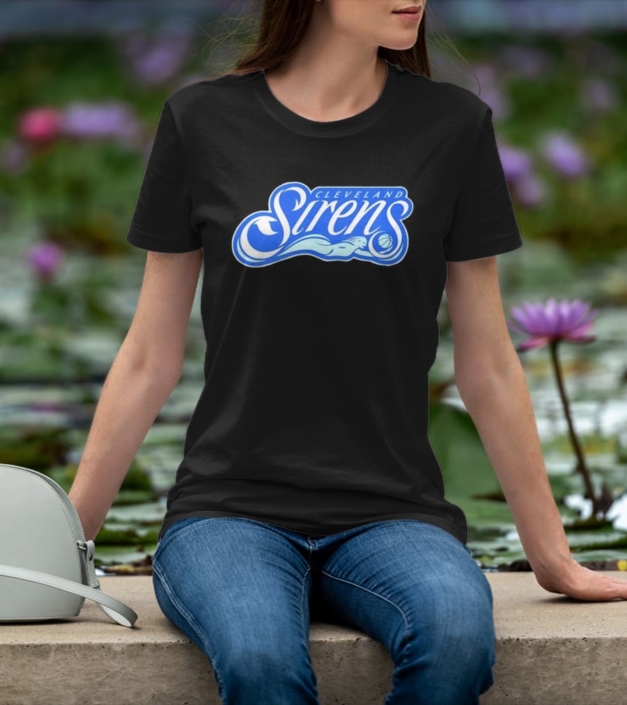 Cleveland Sirens Basketball Sports Team Oceanic Logo With Athlete And Ball T-Shirt