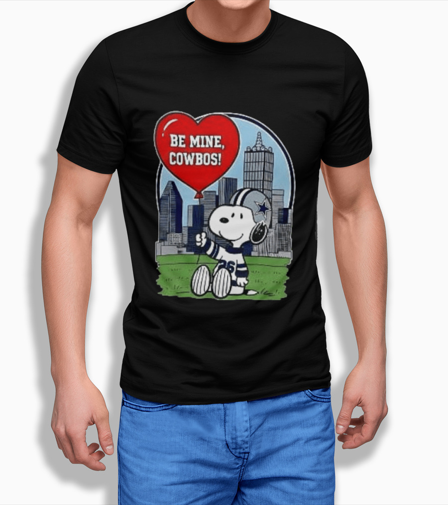 Dallas Cowboys Snoopy Be Mine Valentine 2026 Skyline T-Shirt