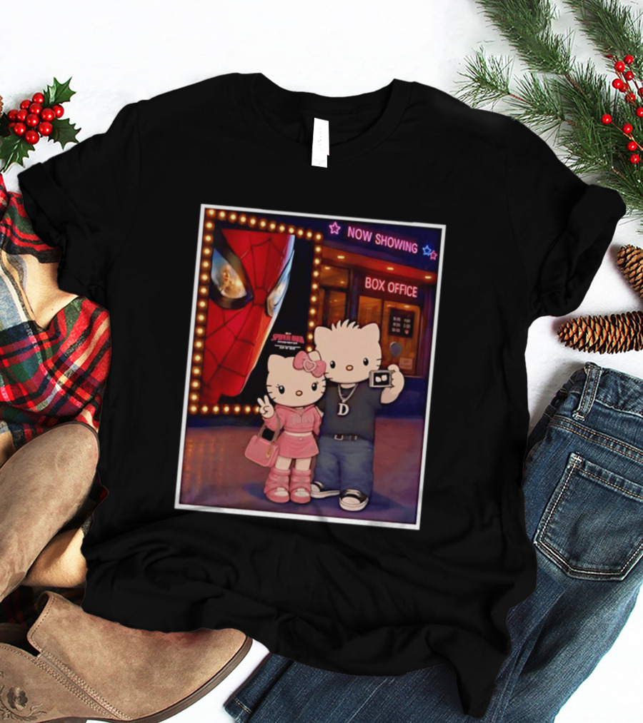 Now Showing Box Office Hello Kitty And Dear Daniel Spider Man Movie Polaroid Frame T-Shirt