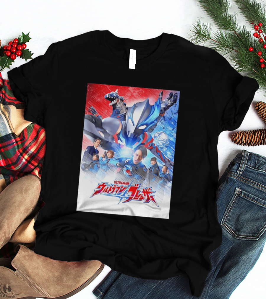 Ultraman Blazar Cast And Characters With Heroic Action Scene T-Shirt