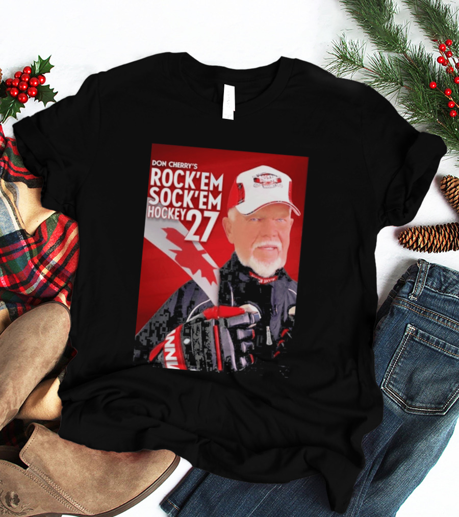 Don Cherry's Rock'em Sock'em Hockey 27 Maple Leaf Hat And Gloves Canada T-Shirt