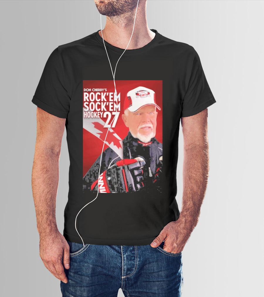 Don Cherry's Rock'em Sock'em Hockey 27 Maple Leaf Hat And Gloves Canada T-Shirt