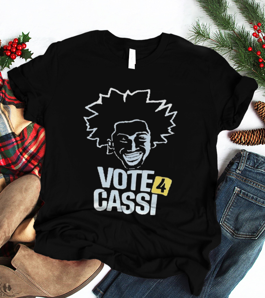 Vote 4 Cassi Spiky Afro Smiling Line T-Shirt