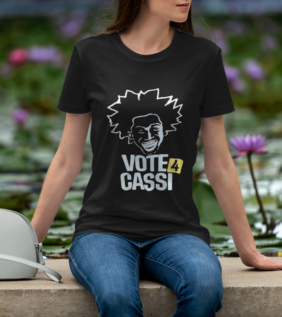 Vote 4 Cassi Spiky Afro Smiling Line T-Shirt