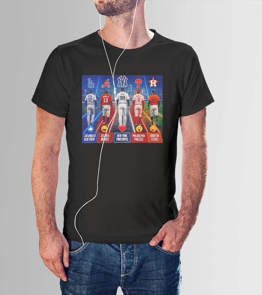 Los Angeles Blue Crew Atlanta Braves New York Pinstripes Philadelphia Phillies Houston Stars Ohtani Acuna Jr Jaxon Harper Altuve T-Shirt