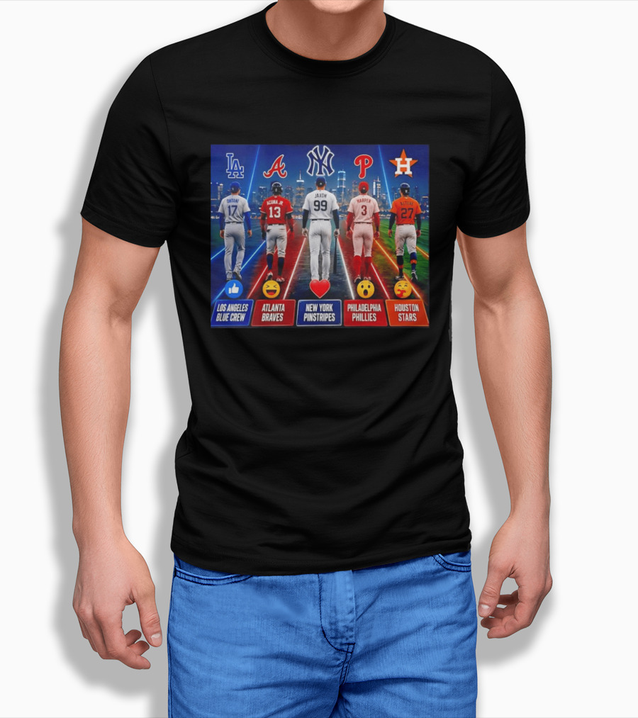 Los Angeles Blue Crew Atlanta Braves New York Pinstripes Philadelphia Phillies Houston Stars Ohtani Acuna Jr Jaxon Harper Altuve T-Shirt