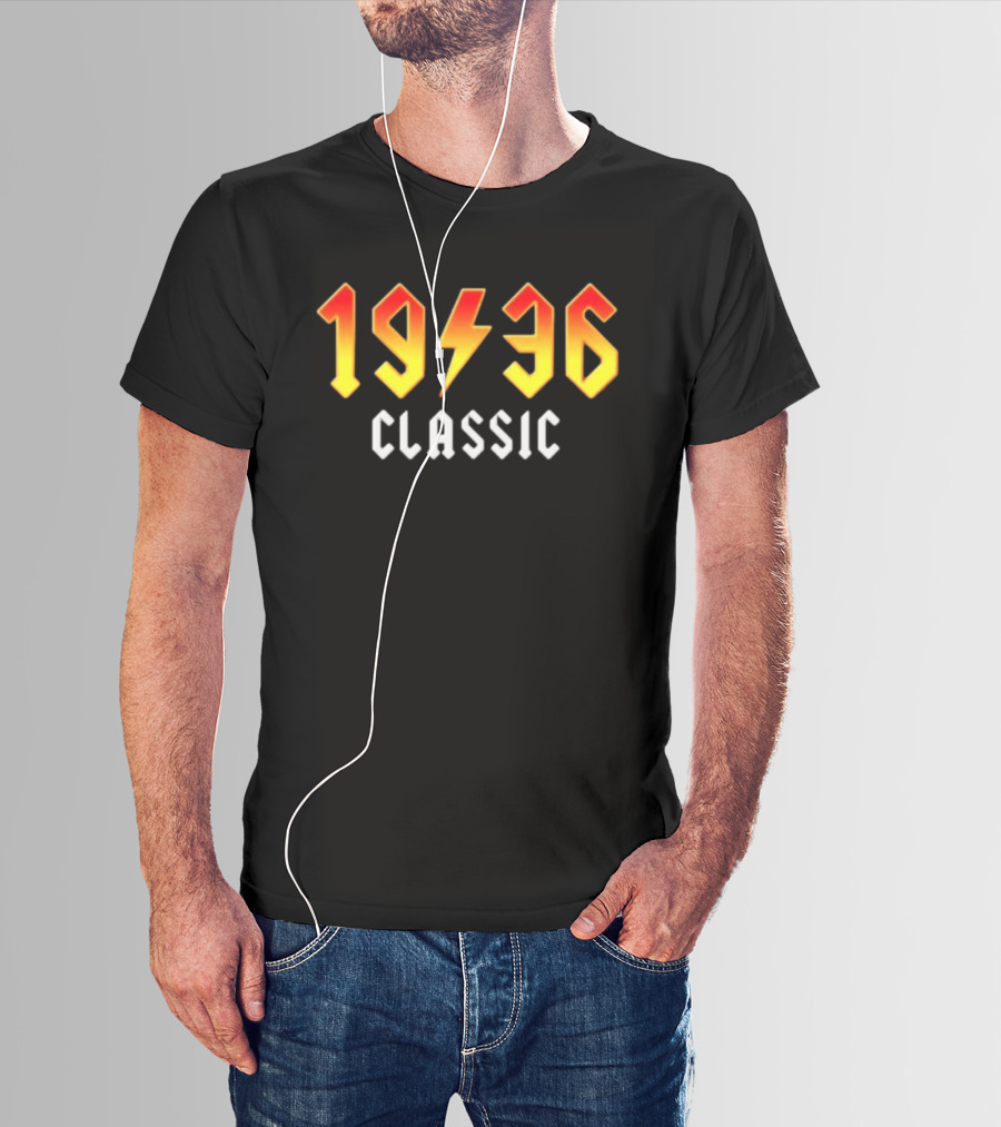Original 90th Birthday Classic 1936 Rock Band Lightning Bolt T-Shirt